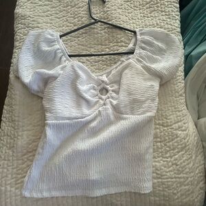 No Boundaries White Puff Sleeve Blouse